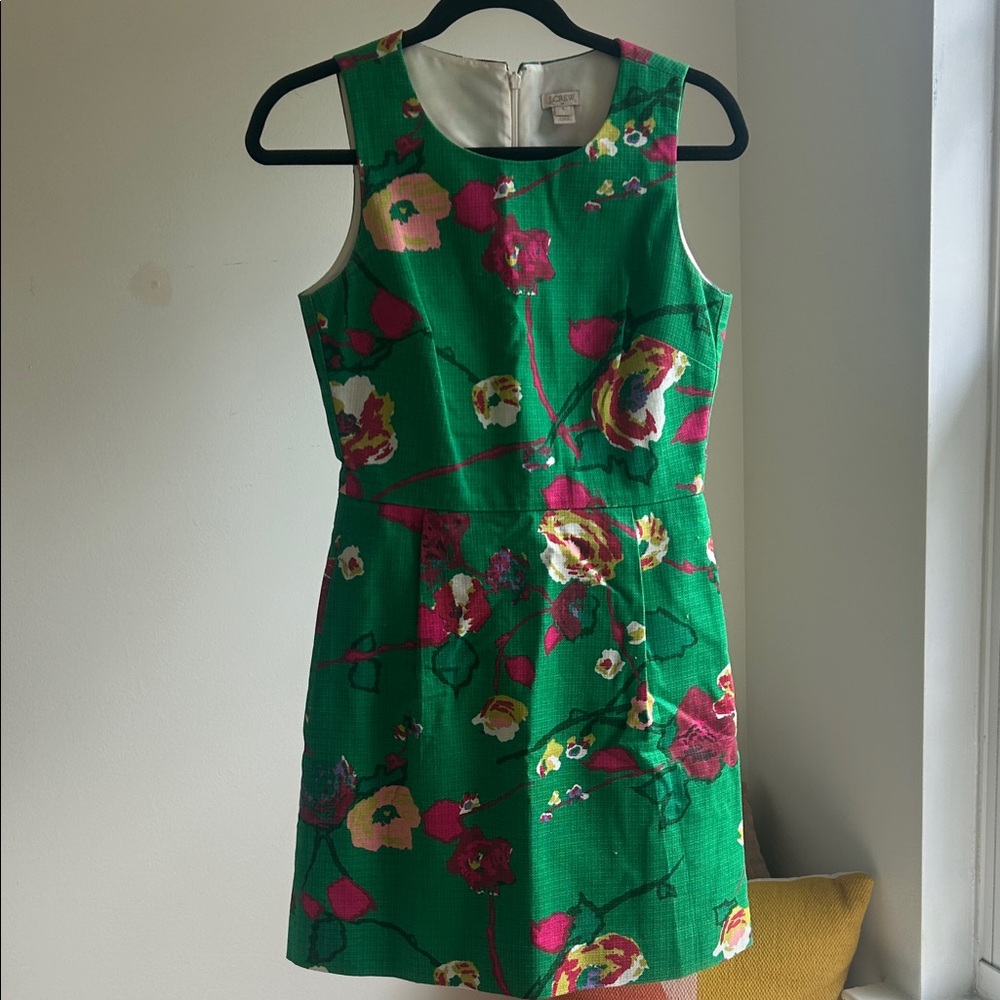 $150 J. Crew Green and Pink Floral Mini Dress